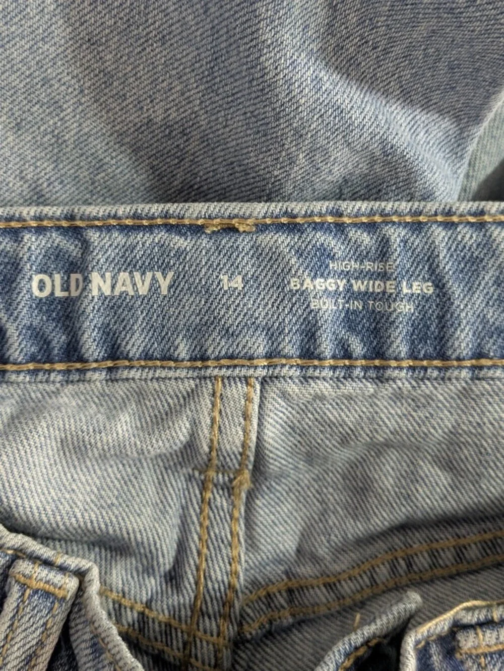 Old Navy High Rise Baggy Wide Leg Jeans - Size 14 Girls - Adjustable Waist